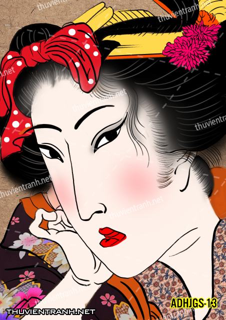 Tranh dán tường Cô gái  Nhật Bản mặc kimono, tranh minh họa cô gái Nhật Bản xưa -ADHJGS-13 - Kết quả tìm kiếm tranh tường